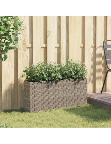 Fioriera da Giardino con 2 Vasi Grigia 90x20x40cm in Polyrattan