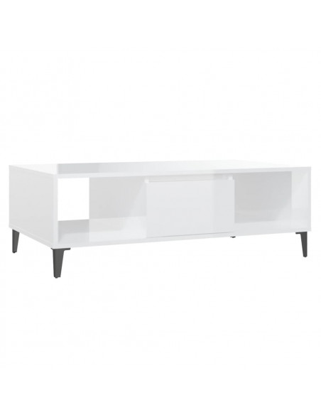 Tavolino Salotto Bianco Lucido 103,5x60x35 cm Legno Multistrato