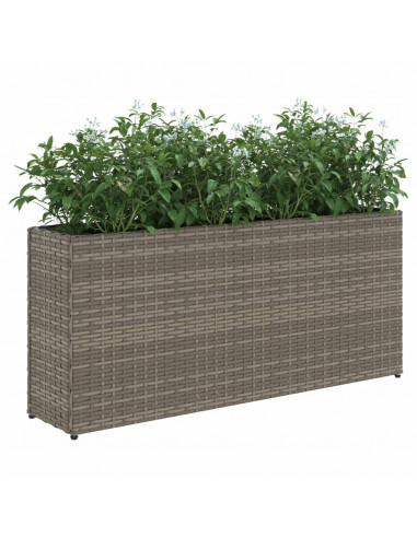 Fioriera da Giardino con 2 Vasi Grigia 90x20x40cm in Polyrattan
