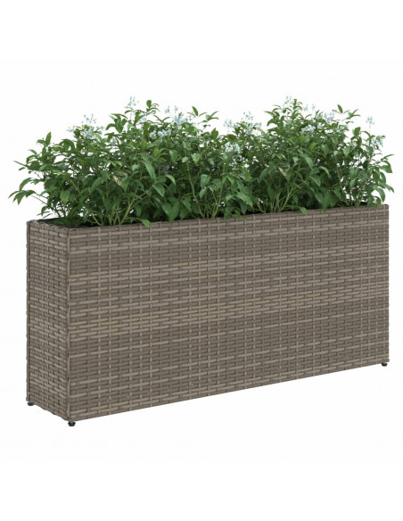 Fioriera da Giardino con 2 Vasi Grigia 90x20x40cm in Polyrattan