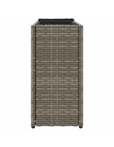 Fioriera da Giardino con 2 Vasi Grigia 90x20x40cm in Polyrattan
