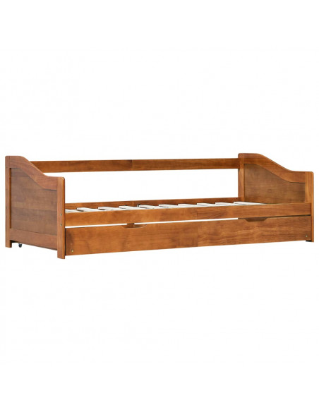 Divano Letto a Scomparsa Marrone Miele Legno di Pino 90x200 cm