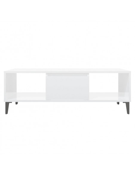 Tavolino Salotto Bianco Lucido 103,5x60x35 cm Legno Multistrato