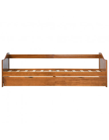 Divano Letto a Scomparsa Marrone Miele Legno di Pino 90x200 cm