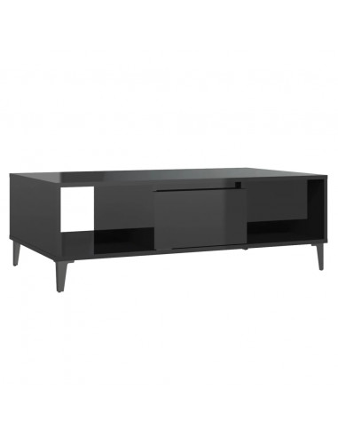 Tavolino da Salotto Nero Lucido 103,5x60x35cm Legno Multistrato