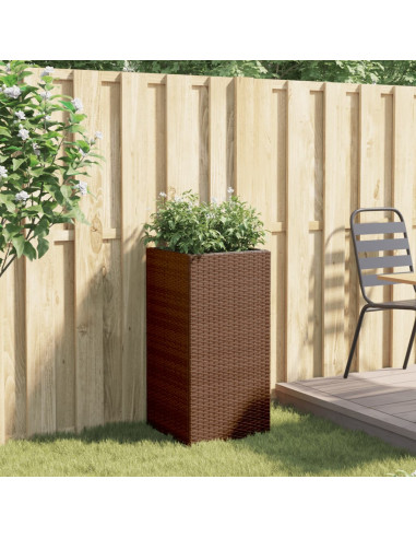 Fioriera da Giardino Marrone 40x40x80 cm in Polyrattan