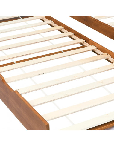 Divano Letto a Scomparsa Marrone Miele Legno di Pino 90x200 cm