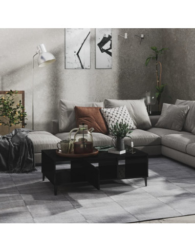 Tavolino da Salotto Nero Lucido 103,5x60x35cm Legno Multistrato