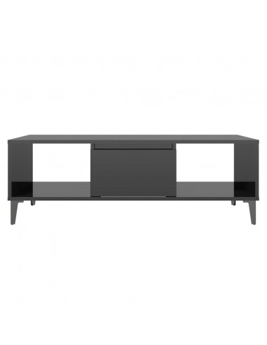 Tavolino da Salotto Nero Lucido 103,5x60x35cm Legno Multistrato