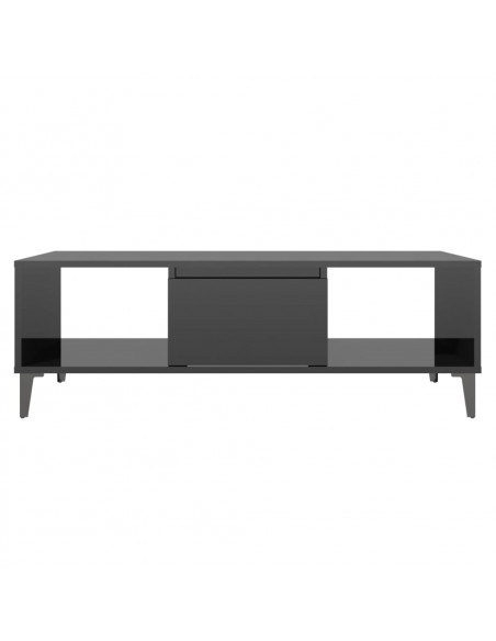 Tavolino da Salotto Nero Lucido 103,5x60x35cm Legno Multistrato