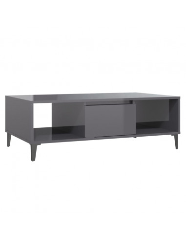 Tavolino Salotto Grigio Lucido 103,5x60x35cm Legno Multistrato