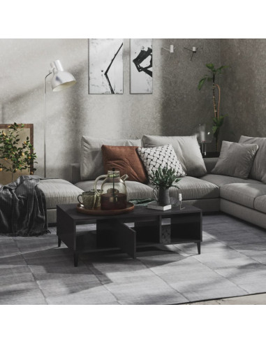 Tavolino Salotto Grigio Lucido 103,5x60x35cm Legno Multistrato