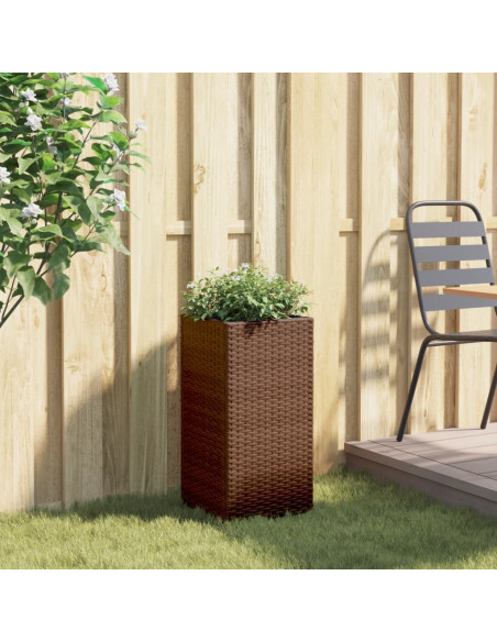 Fioriera da Giardino Marrone 30x30x60 cm in Polyrattan