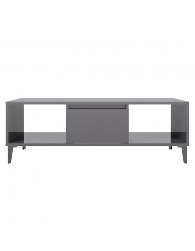 Tavolino Salotto Grigio Lucido 103,5x60x35cm Legno Multistrato