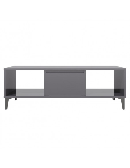 Tavolino Salotto Grigio Lucido 103,5x60x35cm Legno Multistrato