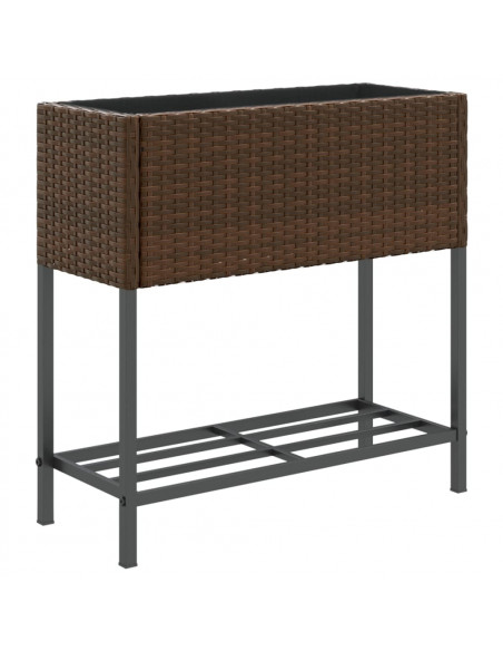 Fioriera da Giardino con Ripiano Marrone in Polyrattan