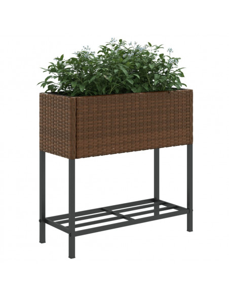 Fioriera da Giardino con Ripiano Marrone in Polyrattan