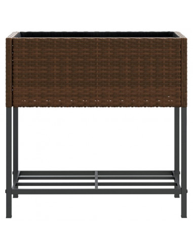 Fioriera da Giardino con Ripiano Marrone in Polyrattan