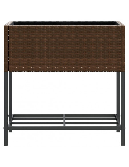 Fioriera da Giardino con Ripiano Marrone in Polyrattan