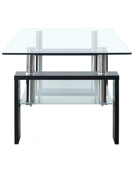 Tavolino Salotto Nero e Trasparente 95x55x40 cm Vetro Temperato