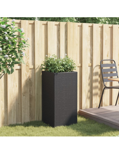 Fioriera da Giardino Nera 40x40x80 cm in Polyrattan