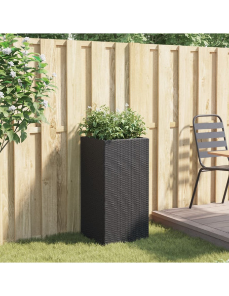 Fioriera da Giardino Nera 40x40x80 cm in Polyrattan