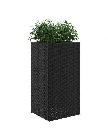 Fioriera da Giardino Nera 40x40x80 cm in Polyrattan