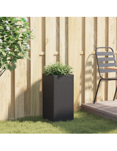 Fioriera da Giardino Nero 30x30x60 cm in Polyrattan 2