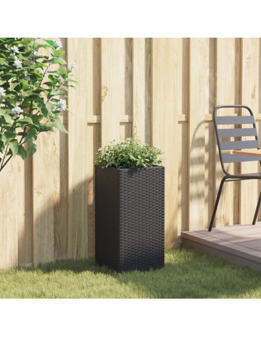 Fioriera da Giardino Nero 30x30x60 cm in Polyrattan