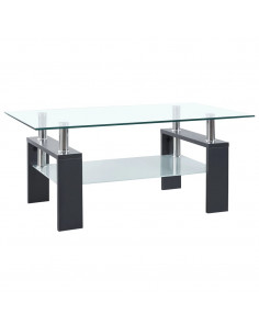 Tavolino Salotto Grigio Trasparente 95x55x40 cm Vetro Temperato 2