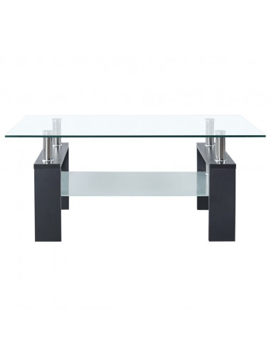 Tavolino Salotto Grigio Trasparente 95x55x40 cm Vetro Temperato