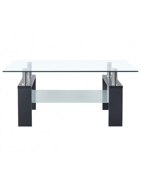 Tavolino Salotto Grigio Trasparente 95x55x40 cm Vetro Temperato