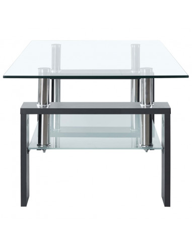 Tavolino Salotto Grigio Trasparente 95x55x40 cm Vetro Temperato