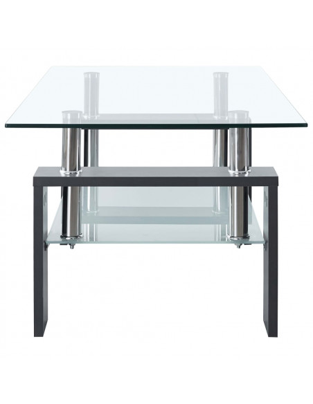 Tavolino Salotto Grigio Trasparente 95x55x40 cm Vetro Temperato