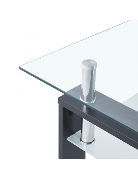 Tavolino Salotto Grigio Trasparente 95x55x40 cm Vetro Temperato