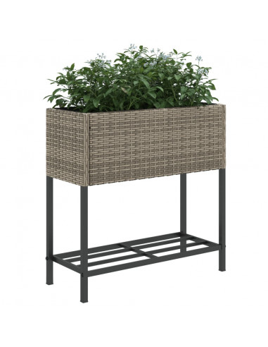 Fioriera da Giardino con Ripiano Grigia in Polyrattan