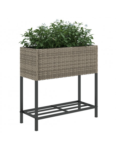 Fioriera da Giardino con Ripiano Grigia in Polyrattan