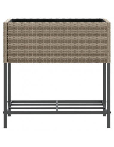 Fioriera da Giardino con Ripiano Grigia in Polyrattan