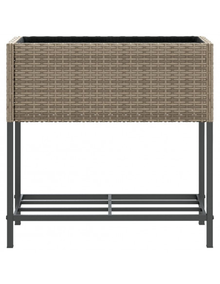 Fioriera da Giardino con Ripiano Grigia in Polyrattan