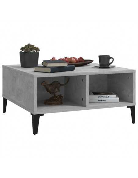 Tavolino da Salotto Grigio Cemento 60x60x30cm Legno Multistrato