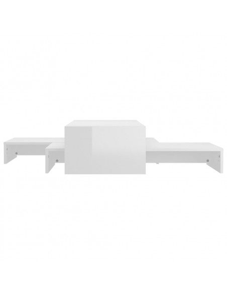 Set Tavolini ad Incastro Bianco Lucido 100x100x26,5 cm