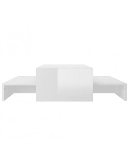 Set Tavolini ad Incastro Bianco Lucido 100x100x26,5 cm