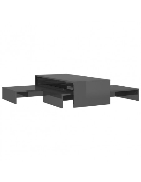 Set Tavolini ad Incastro Grigio Lucido 100x100x26,5 cm