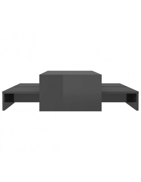 Set Tavolini ad Incastro Grigio Lucido 100x100x26,5 cm