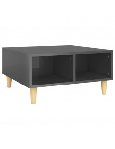 Tavolino da Salotto Grigio Lucido 60x60x30 cm Legno Multistrato 2