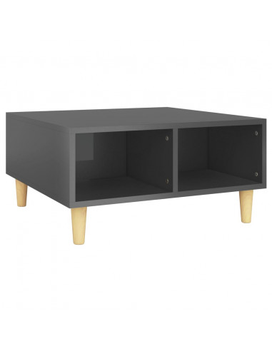 Tavolino da Salotto Grigio Lucido 60x60x30 cm Legno Multistrato
