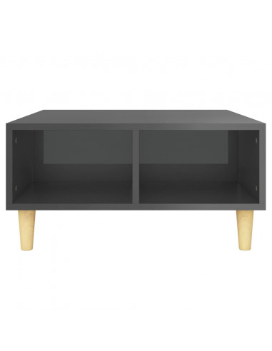 Tavolino da Salotto Grigio Lucido 60x60x30 cm Legno Multistrato