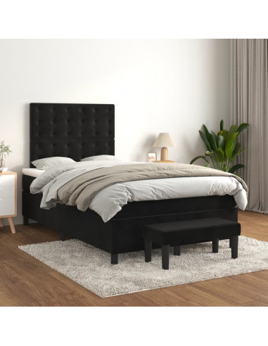 Giroletto a Molle con Materasso Nero 120x190 cm in Velluto