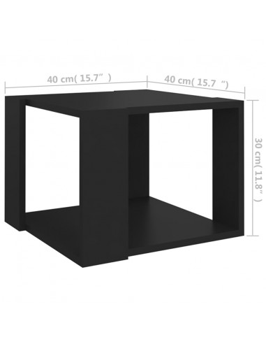 Tavolino da Salotto Nero 40x40x30 cm in Legno Multistrato