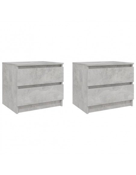 Comodini 2pz Grigio Cemento 50x39x43,5 cm in Legno Multistrato